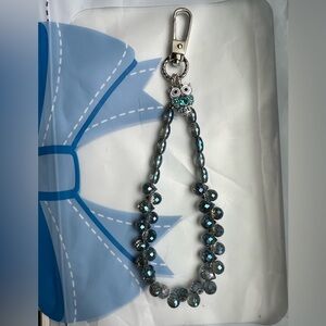 Elegant Blue Beaded Keychain